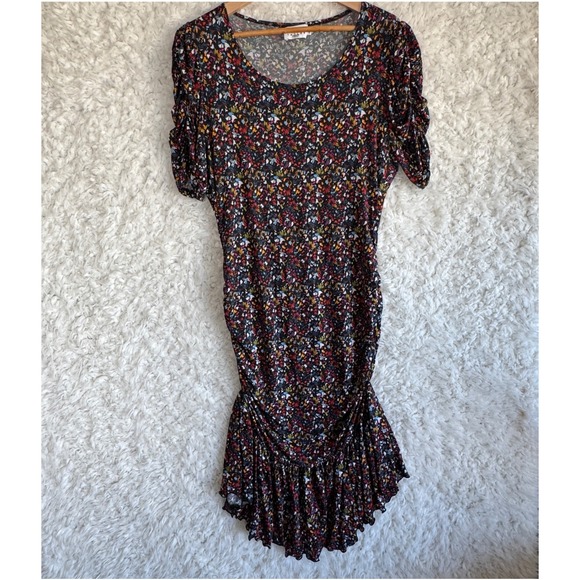 Tanya Taylor Effie Confetti Floral Print Ruched Bodycon Multi-color Dress Sz 1X - Picture 1 of 7